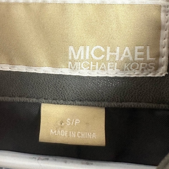 Michael Kors Leather Moto Jacket Size S Gray Genuine Leather Biker Jacket - Picture 4 of 6